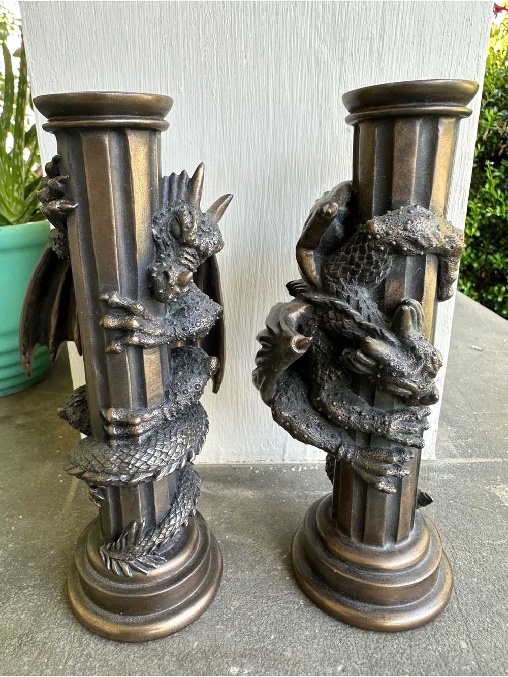 Westland Giftware 1998 Dragon Serpent Candle Holders Pair- EUC VINTAGE-